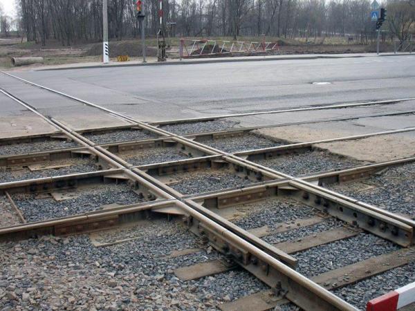 Пересечение глухое косоугольное, для трамвайных путей, эпюра 505, исполнение правое, сталь 110ГЛЗЛ